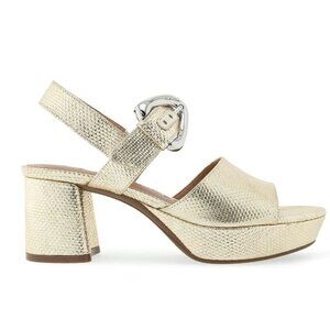 AEROSOLES Chamber Heels in Gold Soft Canvas